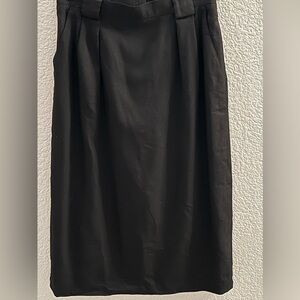 Talbots Linen Wool Blend Midi Black Skirt Size 12